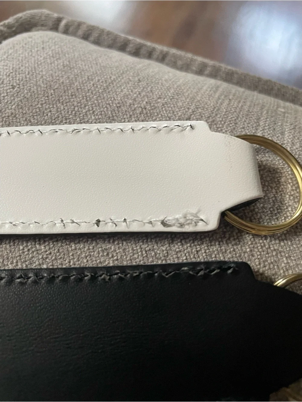 Leather 'His' and 'Hers' Keychain Set - Black & White with Gold Lettering